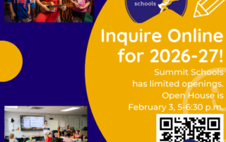 2026-27 Summit Schools enrollment, summer camps, tutoring